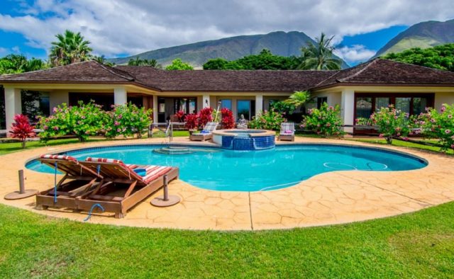 Misty Rose - Pool and rear view of home - Maui Vacation Home