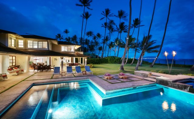 Coral Reef - Pool at night - Oahu Vacation Home