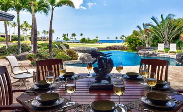 Cape Palm - Patio area with dining area and pool - Waimea, Hawaii Vacation Home