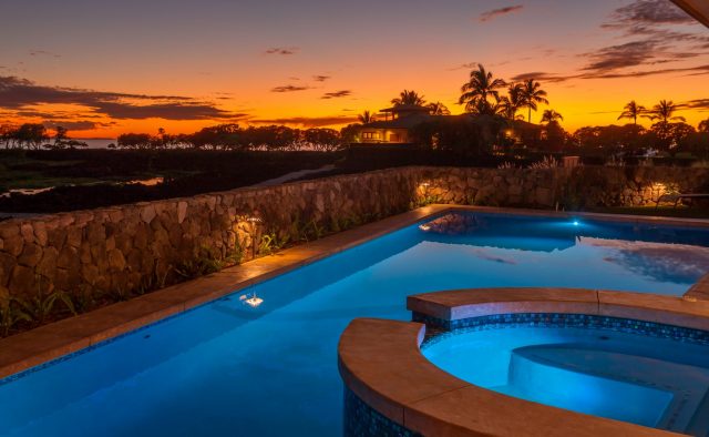 Beach Elegance - Pool at sunset - Hawaii Vacation Home