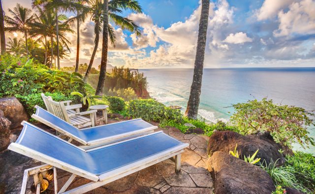 Gilded Spirit - Lounging area with incredible view on cliff - Kauai Vacation Home