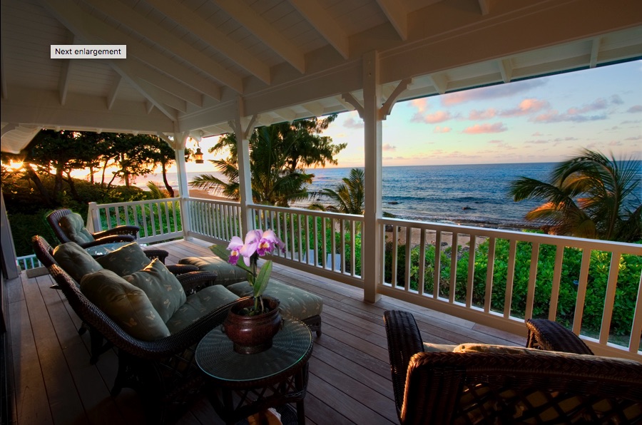 Beach Terrace - Back Porch at sunset - Hawaii Vacation Home