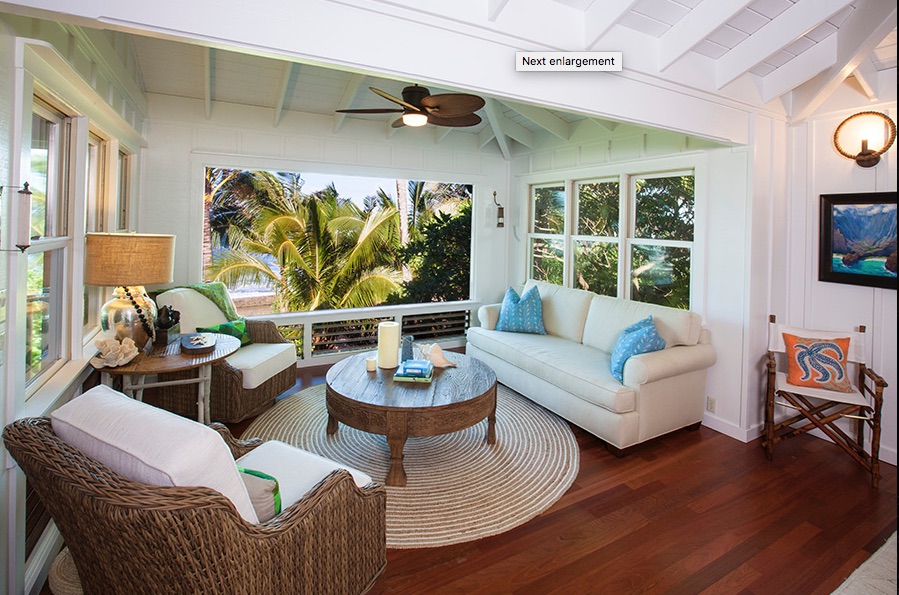 Beach Terrace - Living area with open windows - Hawaii Vacation Home