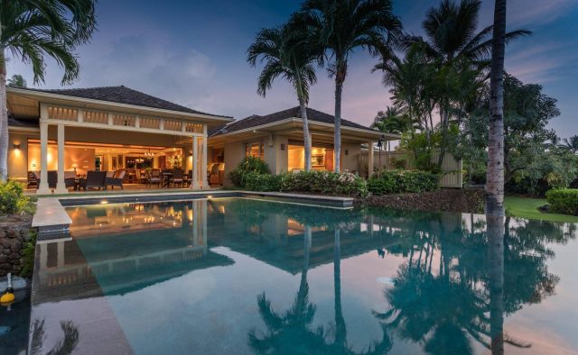 Hualalai Hainoa Estate 128 - Pool at Dusk - Hawaii Vacation Home