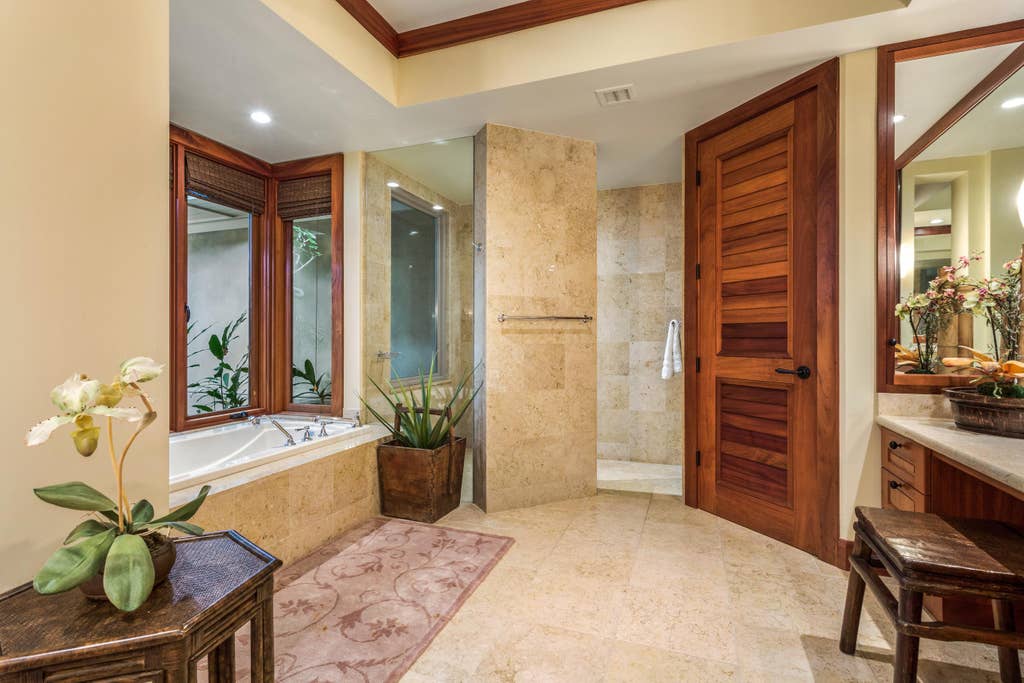 Hualalai Hainoa Estate 128 - Master Bathroom shower - Hawaii Vacation Home