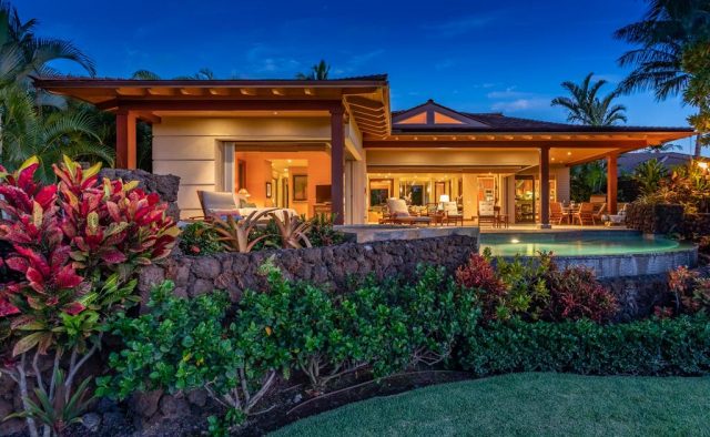 Maluhia Hale - Back of house lit up - Hawaii Vacation Home
