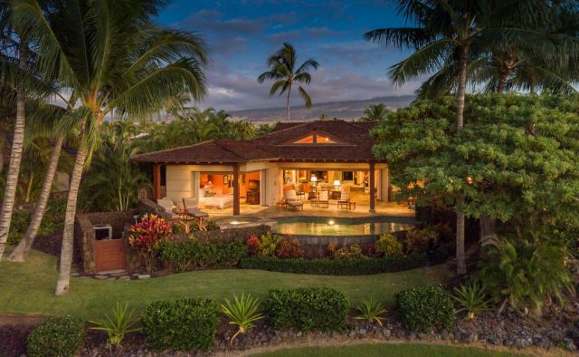 Maluhia Hale - Rear of home at dusk - Hawaii Vacation Home